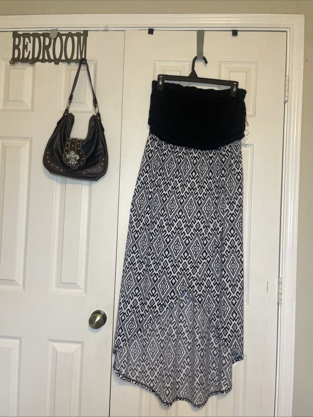 Vintage Mix & Co. Large Dress Boho Asymmetrical Slit Hem Strapless Bandeau